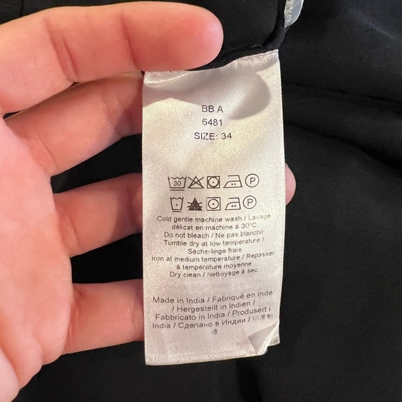 Ganni Printed Light Crepe Ruffle V-Neck Raglan Dress in Meadow Azure Blue 34 - Picture 15 of 16